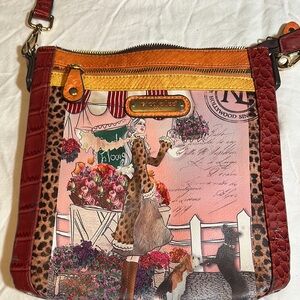 Nicole Lee Red and Orange Artistic Crossbody Bag